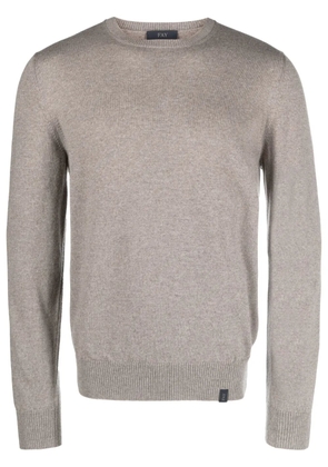 Fay round-neck virgin-wool sweater - Neutrals
