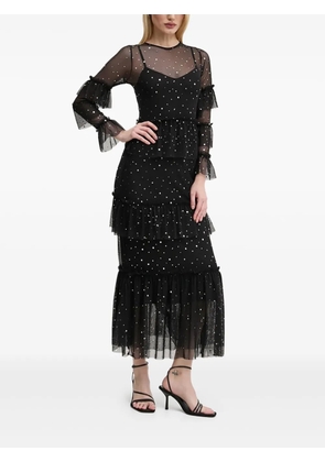 NEVER FULLY DRESSED star-embellishment tiered maxi dress - Black