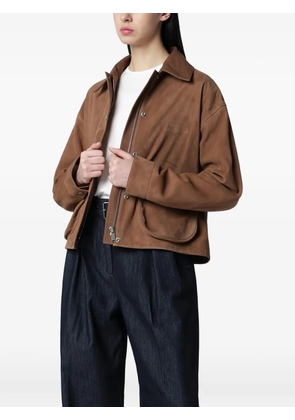 Halfboy cropped leather parka - Brown