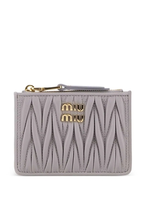 Miu Miu Matelassé nappa leather card holder - Grey