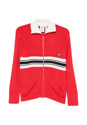 adidas striped embroidered-logo cardigan