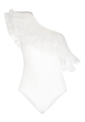 Giambattista Valli one-shoulder ruffled swimsuit - White