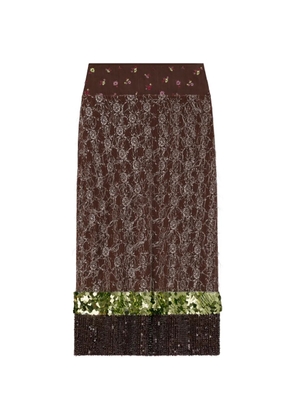 Tory Burch embellished lace skirt - Brown