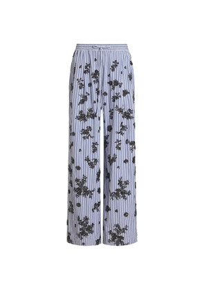 Dolce & Gabbana poplin trousers with crystal flower embroidery - Blue
