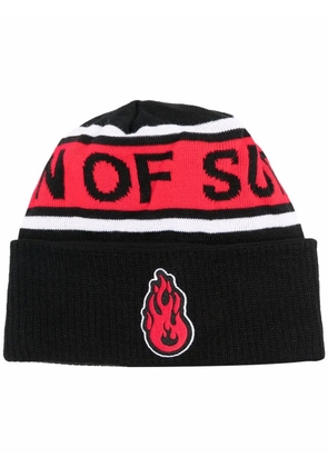 Vision Of Super flame-patch knitted beanie - Black