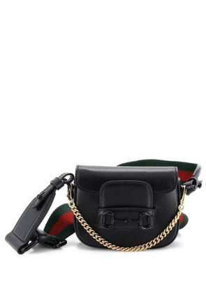 Gucci Pre-Owned Horsebit 1955 Flap Wallet with Strap Leather crossbody bag - Black