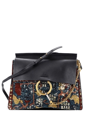 Chloé Pre-Owned Faye Leather and Tapestry Medium shoulder bag - Black