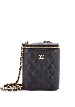 CHANEL Pre-Owned Vertical Classic Vanity Case with Chain Quilted Caviar Small shoulder bag - Black