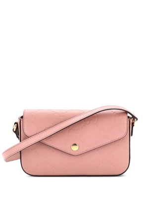 Gucci Pre-Owned Envelope Flap Jumbo GG Embossed Leather Super Mini crossbody bag - Pink