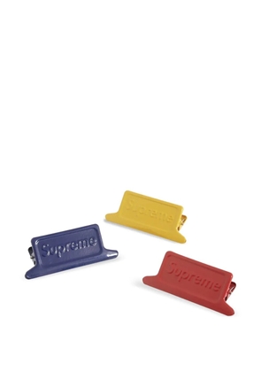 Supreme small Dulton logo-embossed clips (set of three) - Yellow