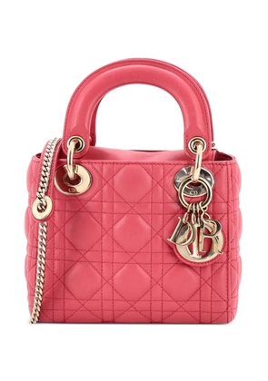 Christian Dior Pre-Owned Lady Dior Chain Bag Cannage Quilt Lambskin Mini satchel - Pink