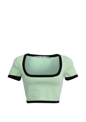 Alexander Wang contrast-trim cropped T-shirt - Green