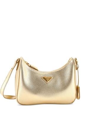 Prada Pre-Owned Adjustable Handle Zip Saffiano Leather Mini hobo bag - Gold