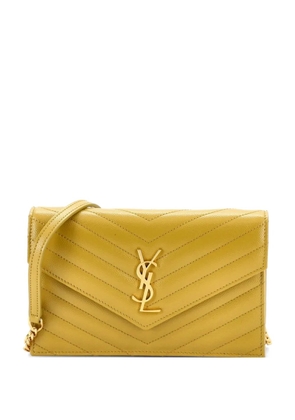 Saint Laurent Pre-Owned Classic Monogram Wallet on Chain Matelasse Chevron Leather Small crossbody bag - Yellow