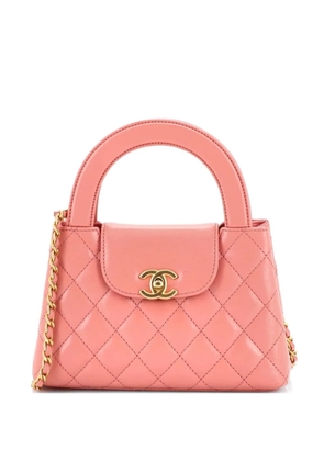 CHANEL Pre-Owned Kelly Top Handle Shopping Bag Quilted Shiny Aged Calfskin Mini satchel - Pink