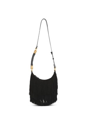 Balmain Ebene hobo fringed suede shoulder bag - Black