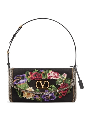 Valentino Garavani DeVain small embroidered shoulder bag - Black