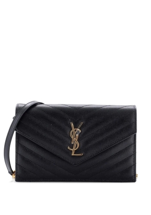 Saint Laurent Pre-Owned Classic Monogram Wallet on Chain Matelasse Chevron Leather Small crossbody bag - Black