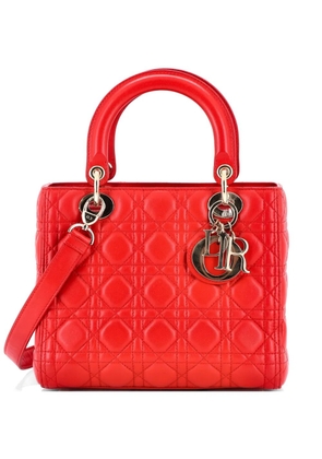 Christian Dior Pre-Owned Lady Dior Bag Cannage Quilt Lambskin Medium satchel - Red
