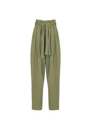 Balmain self-tie high-waisted trousers - Green