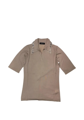 Fabiana Filippi collar-embellished T-shirt - Brown