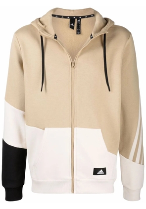 adidas three-stripe panelled zip hoodie - Neutrals