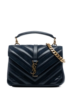 Saint Laurent Pre-Owned 2017 Medium Calfskin and Suede Chevron Monogram College satchel - Blue