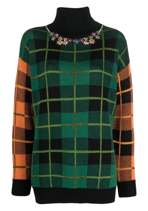 ERMANNO FIRENZE checked high-neck knitted jumper - Green