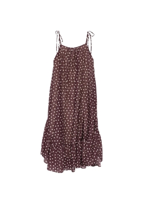 PSOPHIA polka-dot ruffled midi dress - Brown
