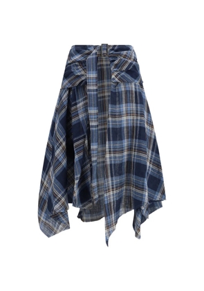 MARBELL asymmetric-hem plaid skirt - Blue