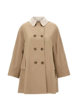 ELENA MIRO` double-breasted contrasting-collar coat - Neutrals