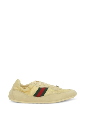 Gucci logo striped leather sneakers - Neutrals