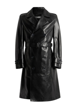 Bally double-breasted belted leather coat - Black