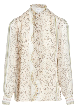 Giambattista Valli abstract-print silk-georgette blouse - White