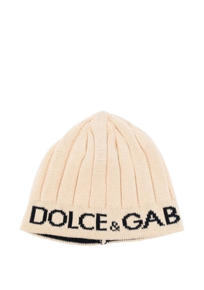 Dolce & Gabbana Pre-Owned 2000s logo-lettering beanie hat - Neutrals