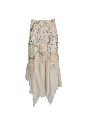 Ungaro flower-embellished midi skirt - White