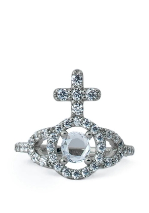 Vivienne Westwood cross orb crystal ring - Silver