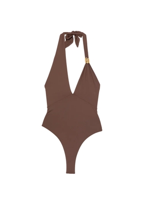 Elisabetta Franchi halterneck swimsuit - Brown