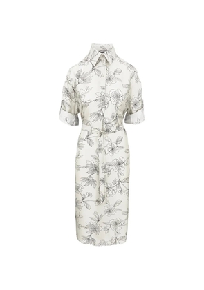 Lorena Antoniazzi floral-pattern tie-belt midi dress - Neutrals