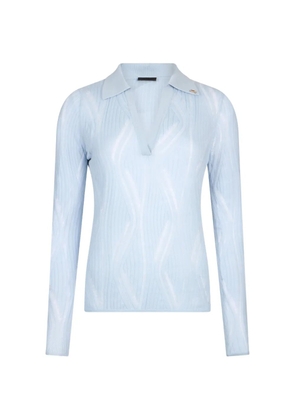 LIU JO V-neck ribbed top - Blue