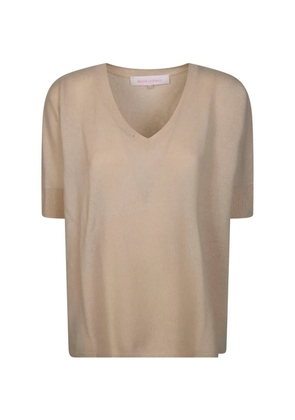 absolut cashmere Kate V-neck short-sleeve cashmereT-shirt - Neutrals