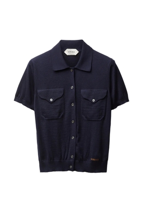 Versace chest-pocket buttoned cardigan - Blue