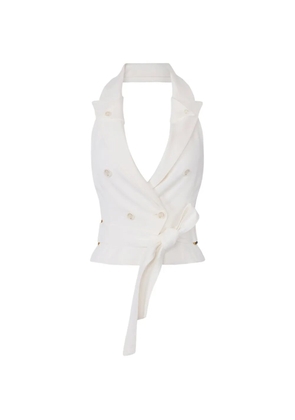 Elisabetta Franchi halter neck collared waistcoat - White