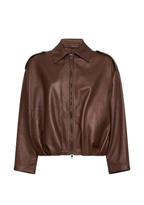 Salvatore Santoro shirt-collar pleated leather jacket - Brown