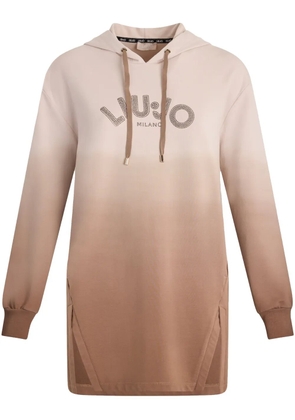 LIU JO rhinestone-embellished hoodie - Brown