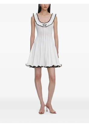 Self-Portrait ruffled bow mini dress - White