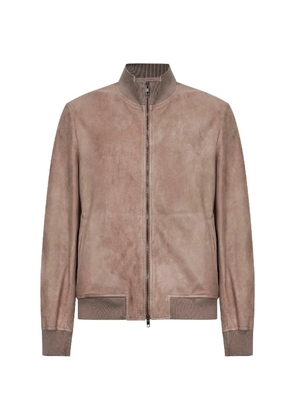 Salvatore Santoro ribbed-knit-collar leather jacket - Neutrals