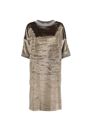 Brunello Cucinelli Vintage velvet striped-trims dress - Green