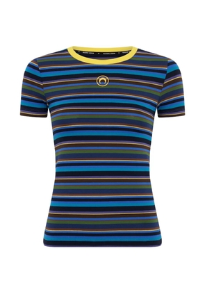Marine Serre Deadstock moon-logo striped cotton T-shirt - Blue