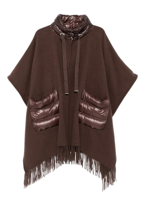 Herno quilted-pocket fringe poncho - Brown
